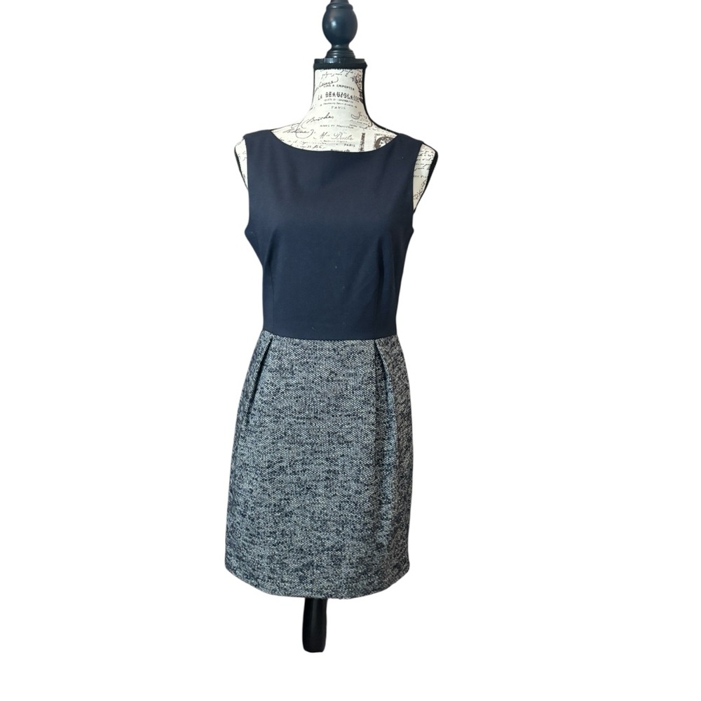 Elegant GAP Navy Blue and Grey Tweed Sleeveless Dress